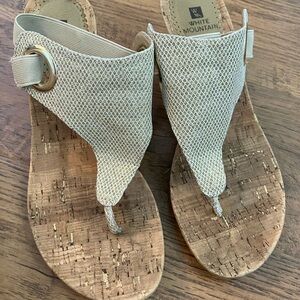 White Mountain Women's Gold Shimmery Wedge Sandals